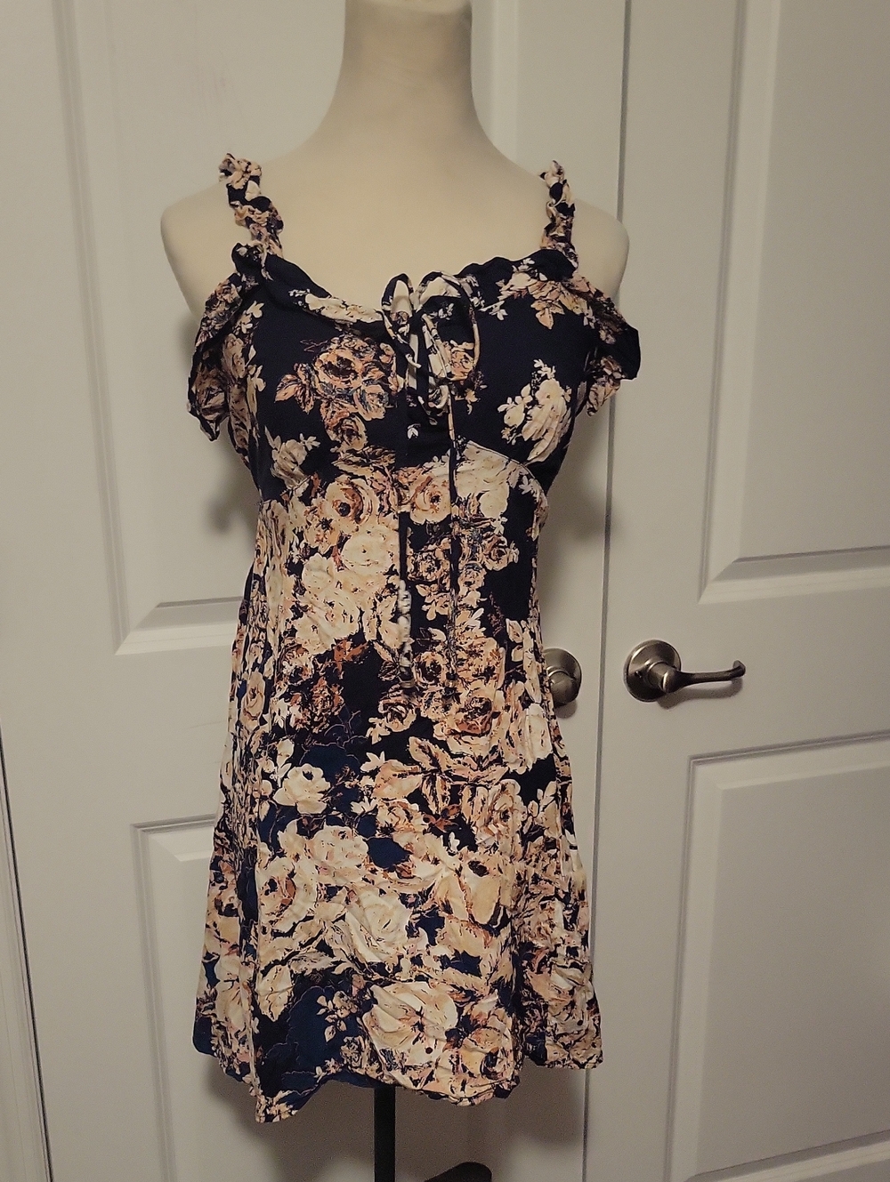 Angie Navy and Cream Floral Mini Dress